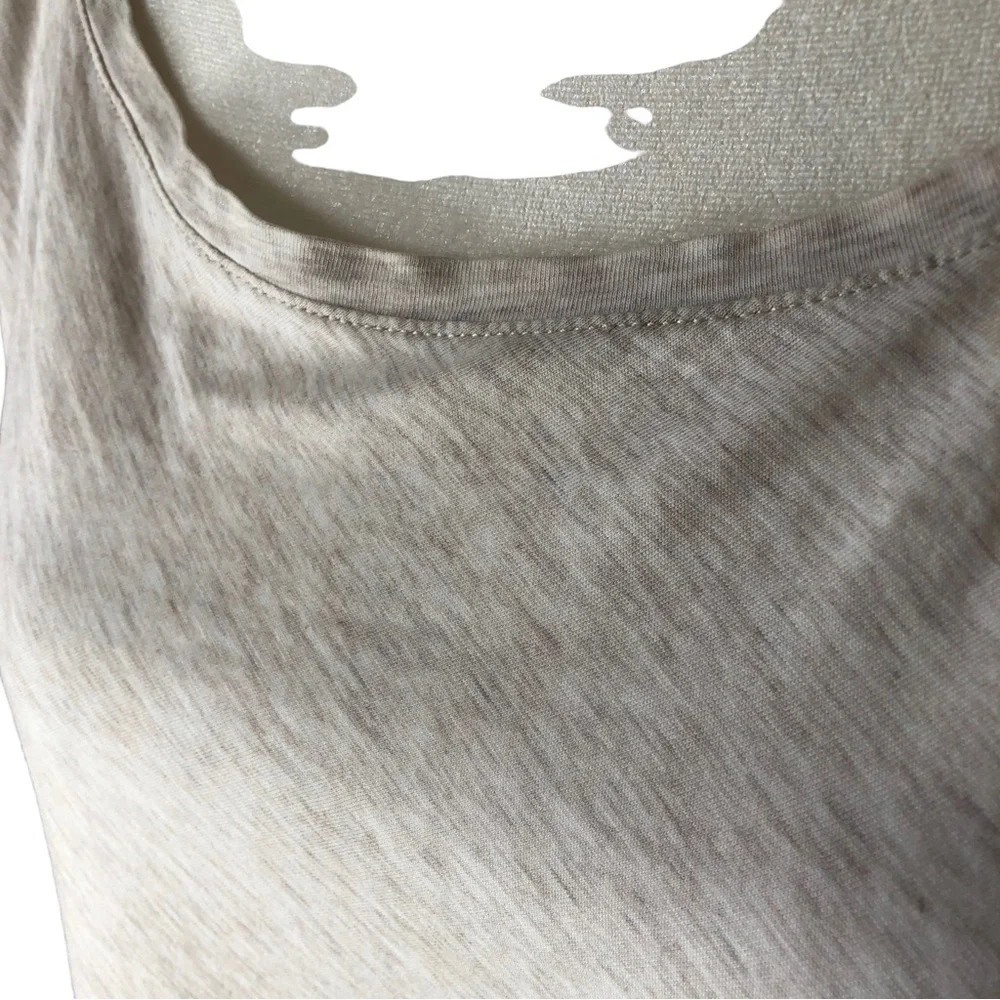 Pure Jill Pima Cotton ALine Tee Women L Oatmeal Heather Long Sleeve Scoop Neck - Picture 2 of 8